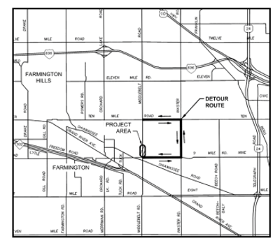 Oakland County Water Resources Commissioner and Road Commission for Oakland County to close Middlebelt Road between Nine Mile and Ten Mile starting Sept. 3