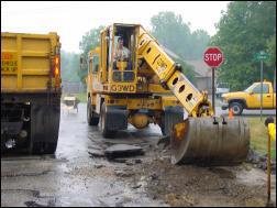 road work in muddy conditions