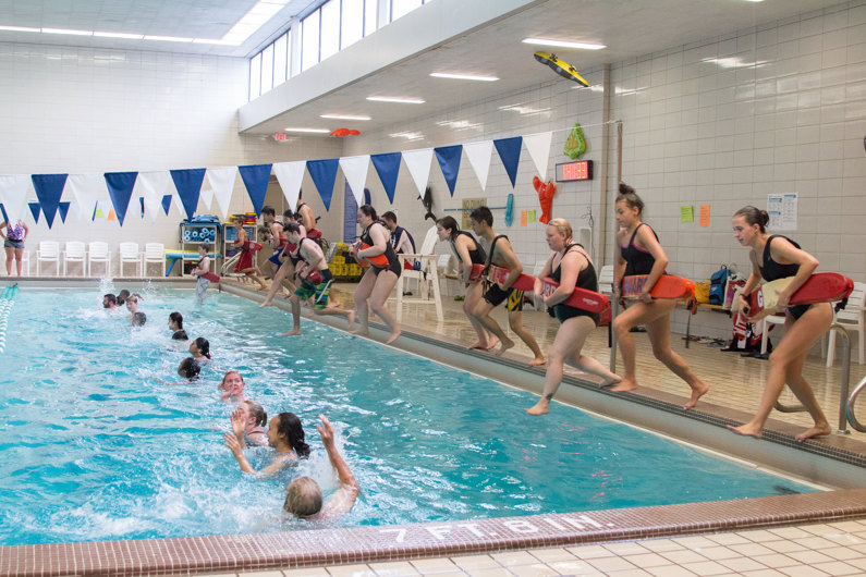 Pool with swimmers